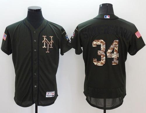 Mets #34 Noah Syndergaard Green Flexbase Authentic Collection Salute to Service Stitched MLB Jersey Mets #34 Noah Syndergaard Green Flexbase Authentic Collection Salute to Service Stitched MLB Jersey