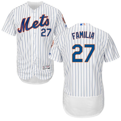 Mets #27 Jeurys Familia White(Blue Strip) Flexbase Authentic Collection Stitched MLB Jersey Mets #27 Jeurys Familia White(Blue Strip) Flexbase Authentic Collection Stitched MLB Jersey