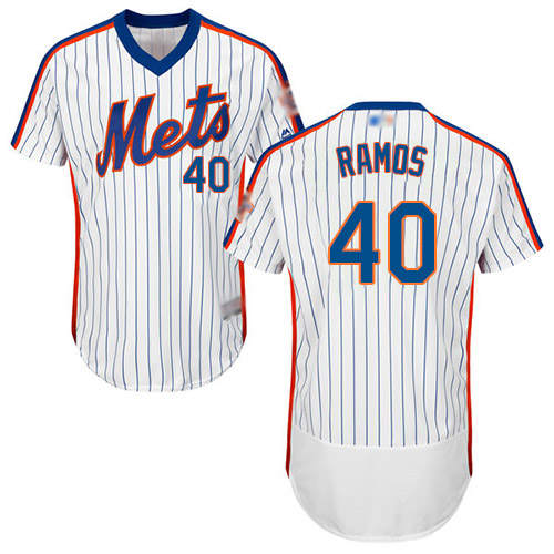 Mets #40 Wilson Ramos White(Blue Strip) Flexbase Authentic Collection Alternate Stitched MLB Jersey Mets #40 Wilson Ramos White(Blue Strip) Flexbase Authentic Collection Alternate Stitched MLB Jersey