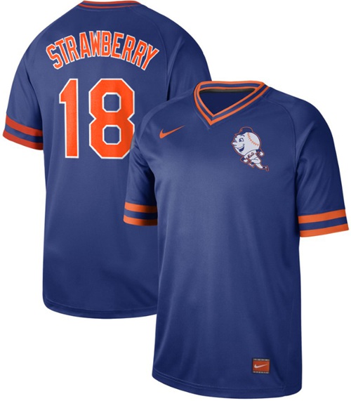 Nike Mets #18 Darryl Strawberry Royal Authentic Cooperstown Collection Stitched MLB Jersey