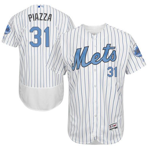 Mets #31 Mike Piazza White(Blue Strip) Flexbase Authentic Collection Father's Day Stitched MLB Jersey Mets #31 Mike Piazza White(Blue Strip) Flexbase Authentic Collection Father's Day Stitched MLB Jersey