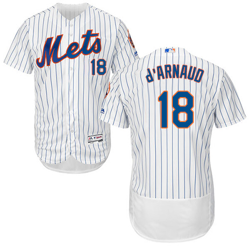 Mets #18 Travis d'Arnaud White(Blue Strip) Flexbase Authentic Collection Stitched MLB Jersey Mets #18 Travis d'Arnaud White(Blue Strip) Flexbase Authentic Collection Stitched MLB Jersey