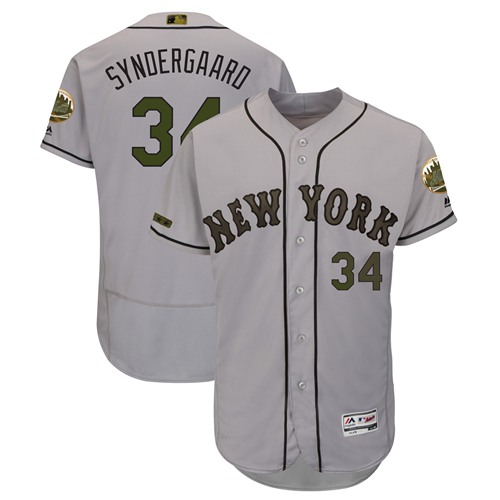 Mets #34 Noah Syndergaard Grey Flexbase Authentic Collection 2018 Memorial Day Stitched MLB Jersey Mets #34 Noah Syndergaard Grey Flexbase Authentic Collection 2018 Memorial Day Stitched MLB Jersey