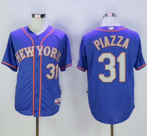 Mets #31 Mike Piazza Blue(Grey NO.) Alternate Road 2016 Hall Of Fame Patch Stitched MLB Jersey Mets #31 Mike Piazza Blue(Grey NO.) Alternate Road 2016 Hall Of Fame Patch Stitched MLB Jersey
