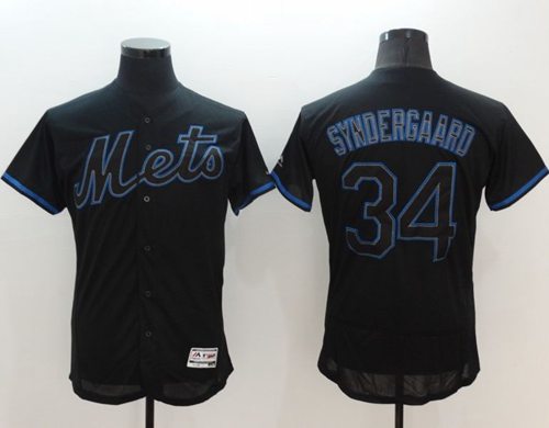 Mets #34 Noah Syndergaard Black Fashion Flexbase Authentic Collection Stitched MLB Jersey Mets #34 Noah Syndergaard Black Fashion Flexbase Authentic Collection Stitched MLB Jersey