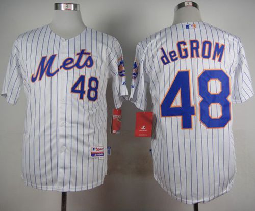 Mets #48 Jacob DeGrom White(Blue Strip) Home Cool Base Stitched MLB Jersey Mets #48 Jacob DeGrom White(Blue Strip) Home Cool Base Stitched MLB Jersey