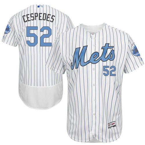 Mets #52 Yoenis Cespedes White(Blue Strip) Flexbase Authentic Collection Father's Day Stitched MLB Jersey Mets #52 Yoenis Cespedes White(Blue Strip) Flexbase Authentic Collection Father's Day Stitched MLB Jersey