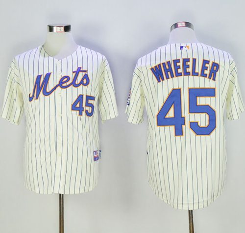 Mets #45 Zack Wheeler Cream(Blue Strip) Alternate Cool Base Stitched MLB Jersey Mets #45 Zack Wheeler Cream(Blue Strip) Alternate Cool Base Stitched MLB Jersey