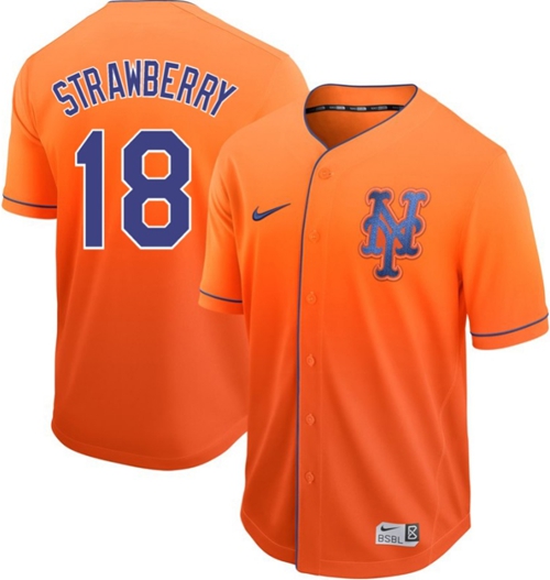 Nike Mets #18 Darryl Strawberry Orange Fade Authentic Stitched MLB Jersey Nike Mets #18 Darryl Strawberry Orange Fade Authentic Stitched MLB Jersey