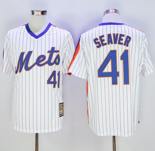 Mets #41 Tom Seaver White(Blue Strip) Cooperstown Stitched MLB Jersey Mets #41 Tom Seaver White(Blue Strip) Cooperstown Stitched MLB Jersey