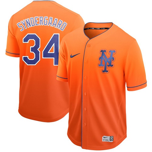 Nike Mets #34 Noah Syndergaard Orange Fade Authentic Stitched MLB Jersey Nike Mets #34 Noah Syndergaard Orange Fade Authentic Stitched MLB Jersey