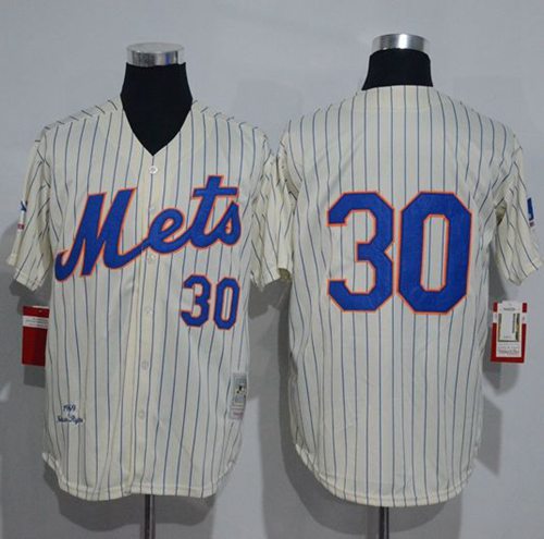 Mitchell And Ness 1969 Mets #30 Nolan Ryan Cream(Blue Strip) Throwback Stitched MLB Jersey Mitchell And Ness 1969 Mets #30 Nolan Ryan Cream(Blue Strip) Throwback Stitched MLB Jersey