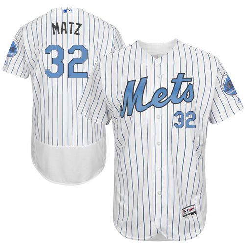 Mets #32 Steven Matz White(Blue Strip) Flexbase Authentic Collection Father's Day Stitched MLB Jersey Mets #32 Steven Matz White(Blue Strip) Flexbase Authentic Collection Father's Day Stitched MLB Jersey