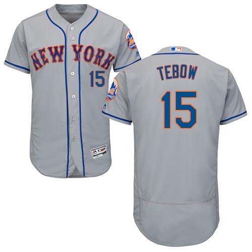 Mets #15 Tim Tebow Grey Flexbase Authentic Collection Stitched MLB Jersey Mets #15 Tim Tebow Grey Flexbase Authentic Collection Stitched MLB Jersey