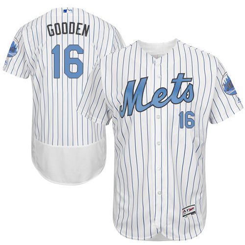 Mets #16 Dwight Gooden White(Blue Strip) Flexbase Authentic Collection Father's Day Stitched MLB Jersey Mets #16 Dwight Gooden White(Blue Strip) Flexbase Authentic Collection Father's Day Stitched MLB Jersey