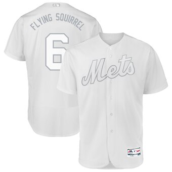 New York Mets #6 Jeff McNeil Flying Squirrel Majestic 2019 Players' Weekend Flex Base Authentic Player Jersey White New York Mets #6 Jeff McNeil Flying Squirrel Majestic 2019 Players' Weekend Flex Base Authentic Player Jersey White