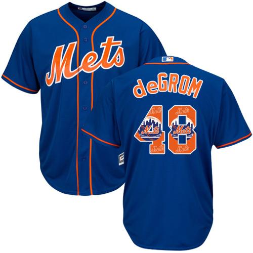 Mets #48 Jacob DeGrom Blue Team Logo Fashion Stitched MLB Jersey Mets #48 Jacob DeGrom Blue Team Logo Fashion Stitched MLB Jersey