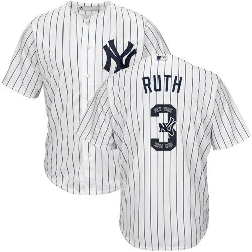 Yankees #3 Babe Ruth White Strip Team Logo Fashion Stitched MLB Jersey Yankees #3 Babe Ruth White Strip Team Logo Fashion Stitched MLB Jersey