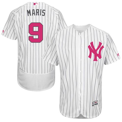 Yankees #9 Roger Maris White Strip Flexbase Authentic Collection Mother's Day Stitched MLB Jersey Yankees #9 Roger Maris White Strip Flexbase Authentic Collection Mother's Day Stitched MLB Jersey