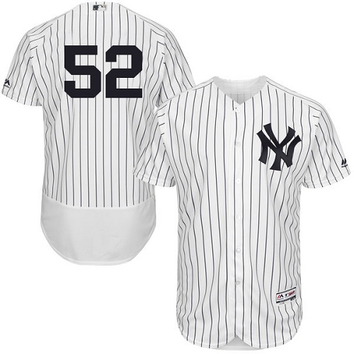 Yankees #52 C.C. Sabathia White Strip Flexbase Authentic Collection Stitched MLB Jersey Yankees #52 C.C. Sabathia White Strip Flexbase Authentic Collection Stitched MLB Jersey