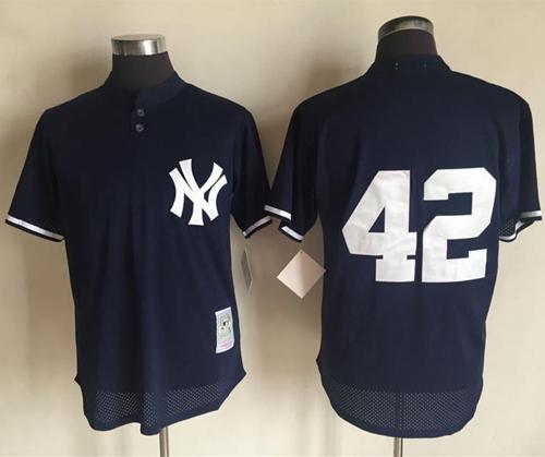 Mitchell And Ness 1995 Yankees #42 Mariano Rivera Navy Blue Throwback Stitched MLB Jersey Mitchell And Ness 1995 Yankees #42 Mariano Rivera Navy Blue Throwback Stitched MLB Jersey