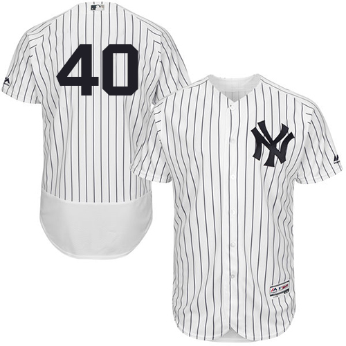 Yankees #40 Luis Severino White Strip Flexbase Authentic Collection Stitched MLB Jersey Yankees #40 Luis Severino White Strip Flexbase Authentic Collection Stitched MLB Jersey