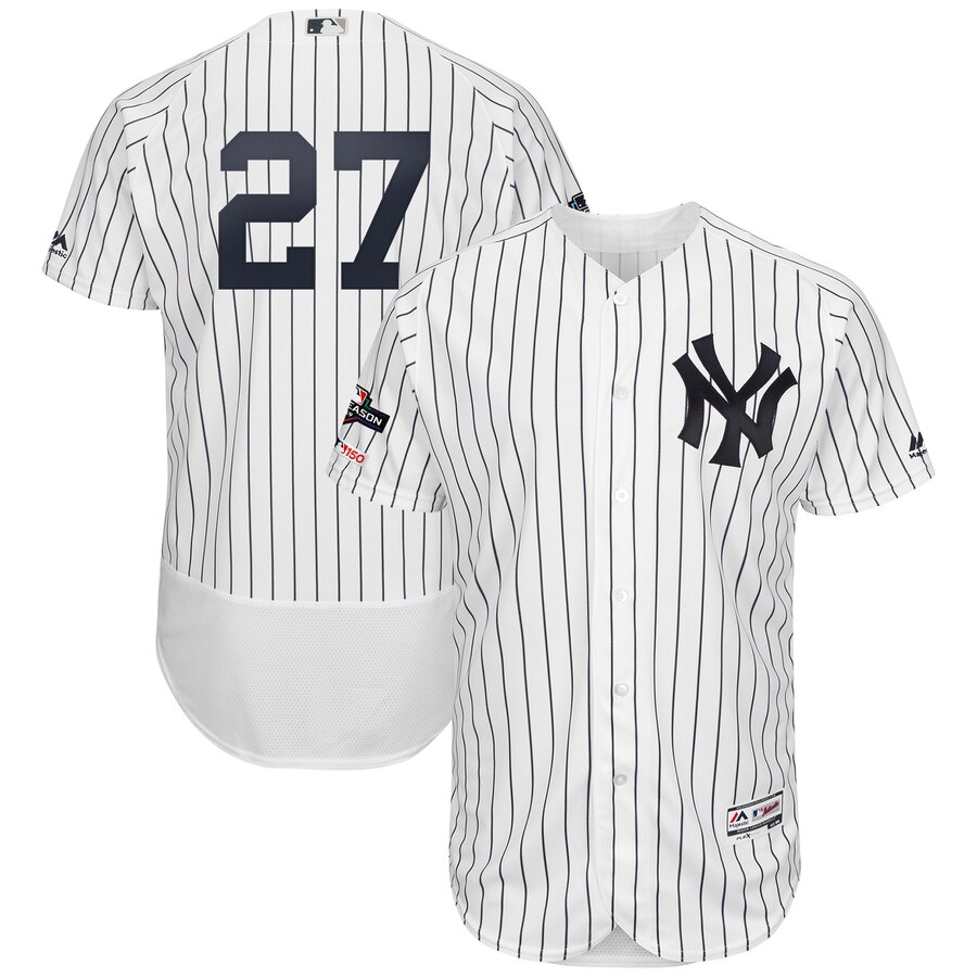 New York Yankees #27 Giancarlo Stanton Majestic 2019 Postseason Authentic Flex Base Player Jersey White Navy New York Yankees #27 Giancarlo Stanton Majestic 2019 Postseason Authentic Flex Base Player Jersey White Navy