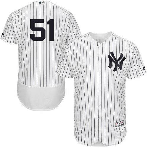Yankees #51 Bernie Williams White Strip Flexbase Authentic Collection Stitched MLB Jersey Yankees #51 Bernie Williams White Strip Flexbase Authentic Collection Stitched MLB Jersey