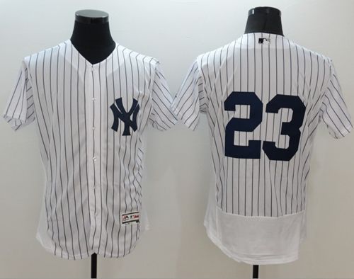 Yankees #23 Don Mattingly White Strip Flexbase Authentic Collection Stitched MLB Jersey Yankees #23 Don Mattingly White Strip Flexbase Authentic Collection Stitched MLB Jersey