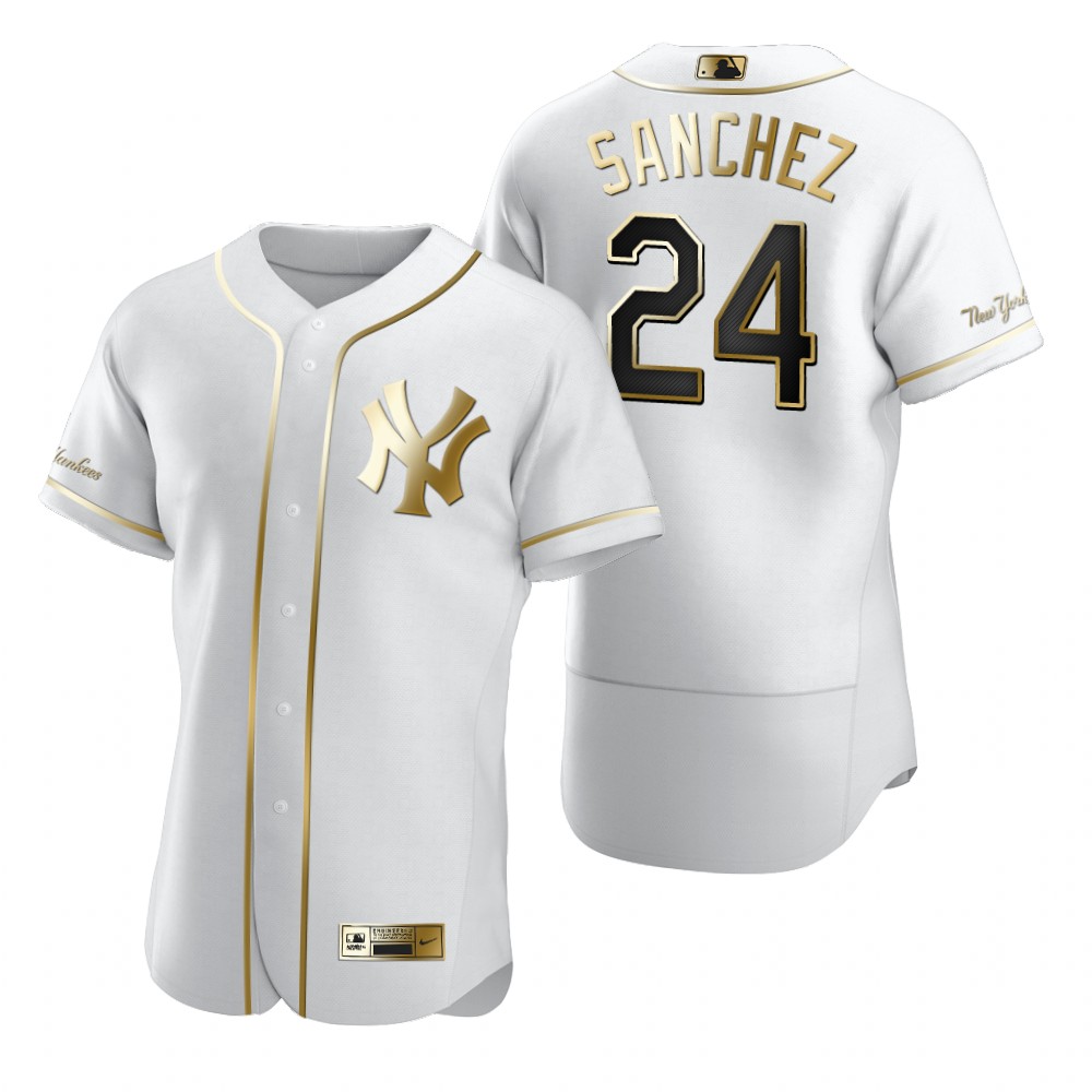 New York Yankees #24 Gary Sanchez White Nike Men's Authentic Golden Edition MLB Jersey New York Yankees #24 Gary Sanchez White Nike Men's Authentic Golden Edition MLB Jersey