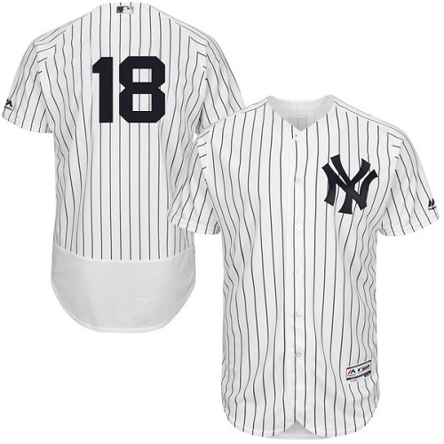 Yankees #18 Don Larsen White Strip Flexbase Authentic Collection Stitched MLB Jersey Yankees #18 Don Larsen White Strip Flexbase Authentic Collection Stitched MLB Jersey