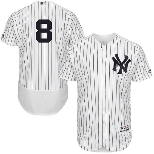 Yankees #8 Yogi Berra White Strip Flexbase Authentic Collection Stitched MLB Jersey Yankees #8 Yogi Berra White Strip Flexbase Authentic Collection Stitched MLB Jersey