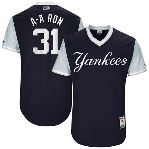 Yankees #31 Aaron Hicks Navy "A-A Ron" Players Weekend Authentic Stitched MLB Jersey Yankees #31 Aaron Hicks Navy "A-A Ron" Players Weekend Authentic Stitched MLB Jersey