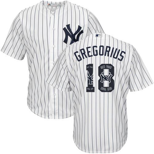 Yankees #18 Didi Gregorius White Strip Team Logo Fashion Stitched MLB Jersey Yankees #18 Didi Gregorius White Strip Team Logo Fashion Stitched MLB Jersey
