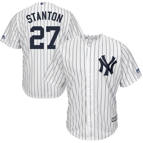 Yankees #27 Giancarlo Stanton White Strip New Cool Base Stitched MLB Jersey Yankees #27 Giancarlo Stanton White Strip New Cool Base Stitched MLB Jersey