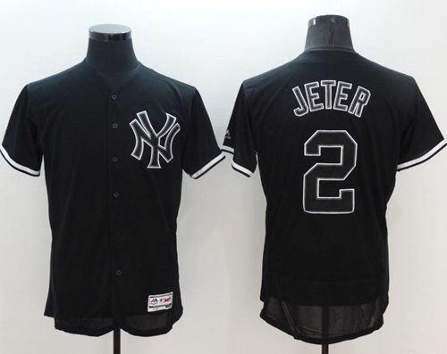 Yankees #2 Derek Jeter Black Fashion Flexbase Authentic Collection Stitched MLB Jersey Yankees #2 Derek Jeter Black Fashion Flexbase Authentic Collection Stitched MLB Jersey