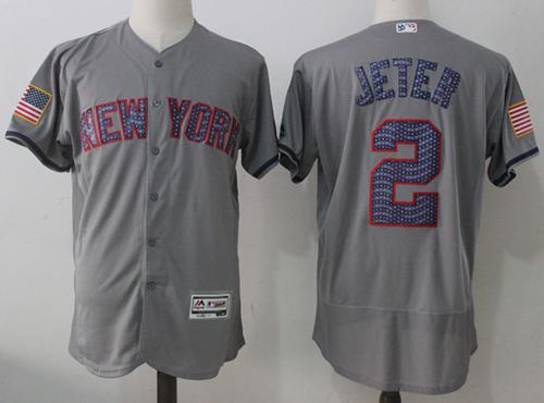 Yankees #2 Derek Jeter Grey Fashion Stars & Stripes Flexbase Authentic Stitched MLB Jersey Yankees #2 Derek Jeter Grey Fashion Stars & Stripes Flexbase Authentic Stitched MLB Jersey