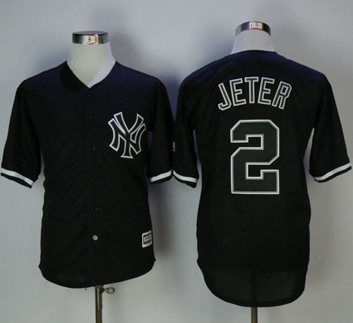 Yankees #2 Derek Jeter Black Fashion Stitched MLB Jersey Yankees #2 Derek Jeter Black Fashion Stitched MLB Jersey