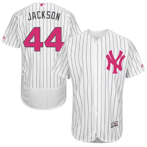 Yankees #44 Reggie Jackson White Strip Flexbase Authentic Collection Mother's Day Stitched MLB Jersey Yankees #44 Reggie Jackson White Strip Flexbase Authentic Collection Mother's Day Stitched MLB Jersey