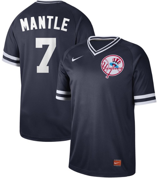 Nike Yankees #7 Mickey Mantle Navy Authentic Cooperstown Collection Stitched MLB Jersey