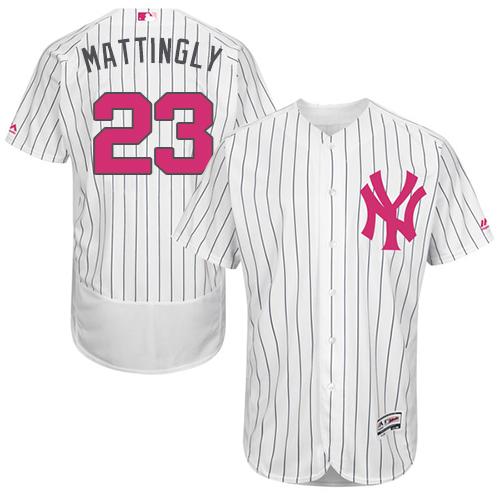 Yankees #23 Don Mattingly White Strip Flexbase Authentic Collection Mother's Day Stitched MLB Jersey Yankees #23 Don Mattingly White Strip Flexbase Authentic Collection Mother's Day Stitched MLB Jersey