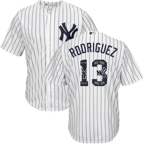 Yankees #13 Alex Rodriguez White Strip Team Logo Fashion Stitched MLB Jersey Yankees #13 Alex Rodriguez White Strip Team Logo Fashion Stitched MLB Jersey