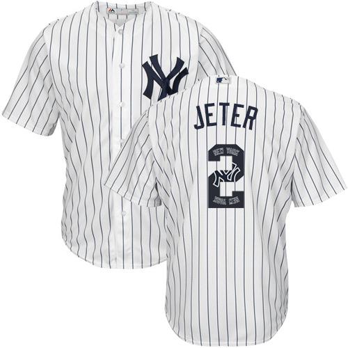 Yankees #2 Derek Jeter White Strip Team Logo Fashion Stitched MLB Jersey Yankees #2 Derek Jeter White Strip Team Logo Fashion Stitched MLB Jersey
