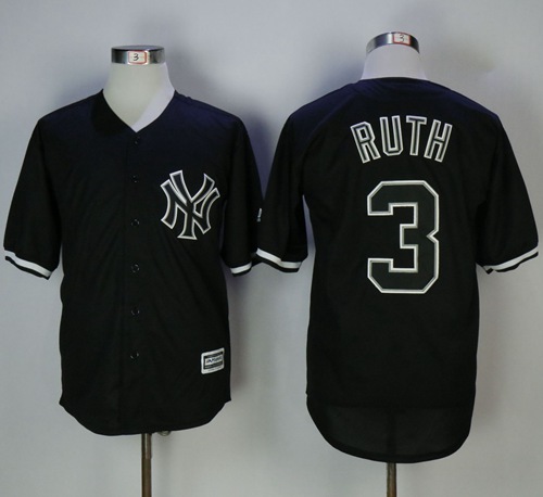 Yankees #3 Babe Ruth Black Fashion Stitched MLB Jersey Yankees #3 Babe Ruth Black Fashion Stitched MLB Jersey