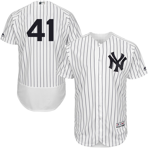 Yankees #41 Miguel Andujar White Strip Flexbase Authentic Collection Stitched MLB Jersey Yankees #41 Miguel Andujar White Strip Flexbase Authentic Collection Stitched MLB Jersey