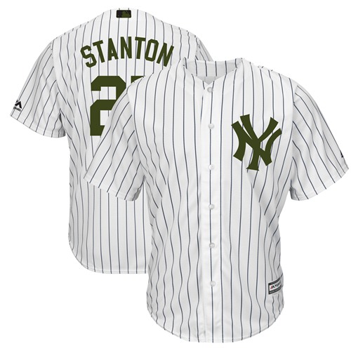 Yankees #27 Giancarlo Stanton White Strip New Cool Base 2018 Memorial Day Stitched MLB Jersey Yankees #27 Giancarlo Stanton White Strip New Cool Base 2018 Memorial Day Stitched MLB Jersey