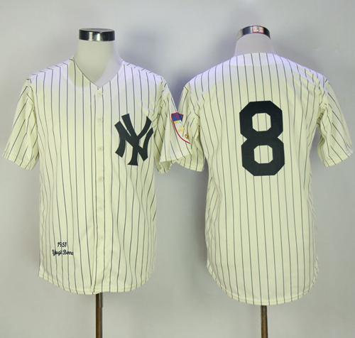 Mitchell And Ness 1951 Yankees #8 Yogi Berra Cream Throwback Stitched MLB Jersey Mitchell And Ness 1951 Yankees #8 Yogi Berra Cream Throwback Stitched MLB Jersey