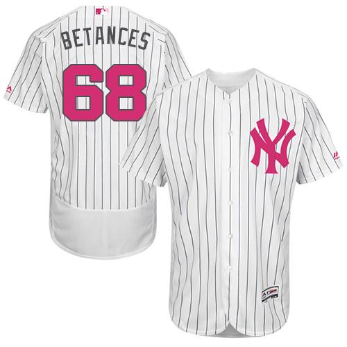 Yankees #68 Dellin Betances White Strip Flexbase Authentic Collection Mother's Day Stitched MLB Jersey Yankees #68 Dellin Betances White Strip Flexbase Authentic Collection Mother's Day Stitched MLB Jersey