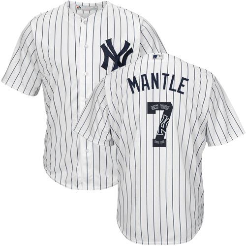 Yankees #7 Mickey Mantle White Strip Team Logo Fashion Stitched MLB Jersey Yankees #7 Mickey Mantle White Strip Team Logo Fashion Stitched MLB Jersey