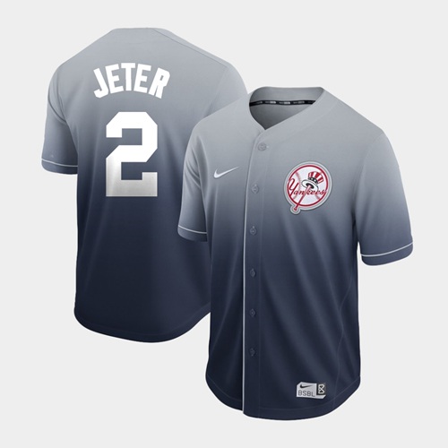 Nike Yankees #2 Derek Jeter Navy Fade Authentic Stitched MLB Jersey Nike Yankees #2 Derek Jeter Navy Fade Authentic Stitched MLB Jersey
